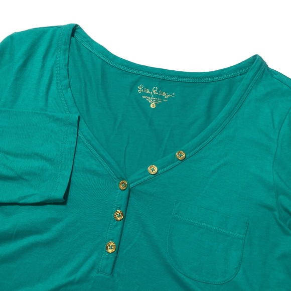 Lilly Pulitzer Small Green 100% Pima‎ Cotton Ladies Top - Picture 1 of 8